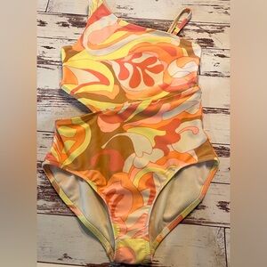 Gap Kids Cut Out Swim Suit Girl’s Sz 12 (Large) One Piece Retro Vibes Mod